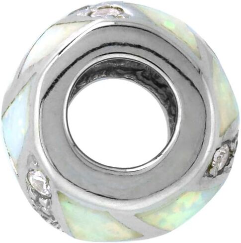 12 colors Sterling Silver Synthetic Opal Barrel Bead Charm CZ Accent Large Hole Compatible All Charm Bracelets in Saudi Arabia