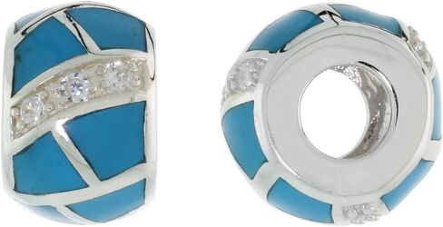 12 colors Sterling Silver Synthetic Opal Barrel Bead Charm CZ Accent Large Hole Compatible All Charm Bracelets in Saudi Arabia