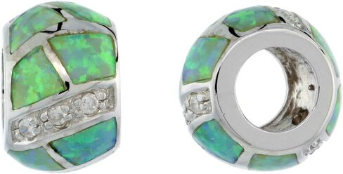 12 colors Sterling Silver Synthetic Opal Barrel Bead Charm CZ Accent Large Hole Compatible All Charm Bracelets in Saudi Arabia