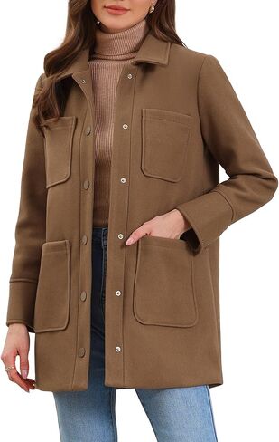 Allegra K Winter Barn Coat for Women's Oversized Casual Work Snap Button Utility Jacket in Saudi Arabia