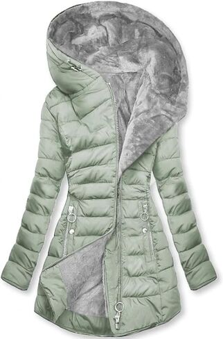 Long Winter Coats for Women Sherpa Fleece Lined Long Puffer Down Winter Coats Hooded Down Coat with Zip Pockets in Saudi Arabia