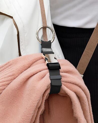 Luggage Strap with Jacket Gripper, Hands-Free Travel Accessory for Carrying Extra Bags, Adjustable Suitcase Belt, Baggage Holder (Black) in Saudi Arabia