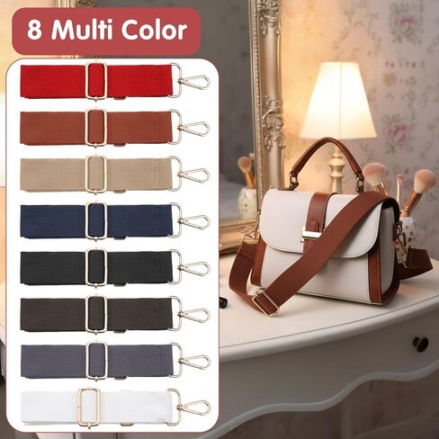 8 Pack Wide Purse Strap Replacement Shoulder Crossbody Straps with Metal Clip Adjustable Canvas Bag Handbag for Women in Saudi Arabia