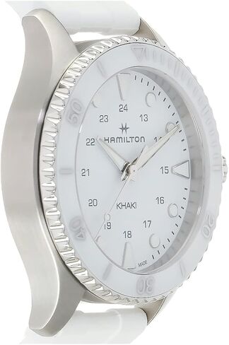 Hamilton Khaki Navy Scuba Quartz Women's Watch, 37mm Stainless Steel Case, Swiss Made, White Dial Analog Wrist Watch for Women, 100m Waterproof, Sapphire Crystal, Rubber Strap in Saudi Arabia