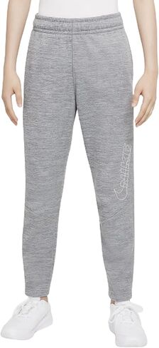 بنطال تدريب مدبب برسومات جرافيك للأطفال الكبار (للأولاد) من Nike Therma-FIT (صغير، رمادي دخاني/هيذر) in Saudi Arabia
