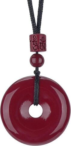 Cinnabar Feng Shui Pendant Necklace – Ping Buckle Peace Amulet for Good Luck and Prosperity, Symbolizing Wealth and Protection, Great Gift in Saudi Arabia