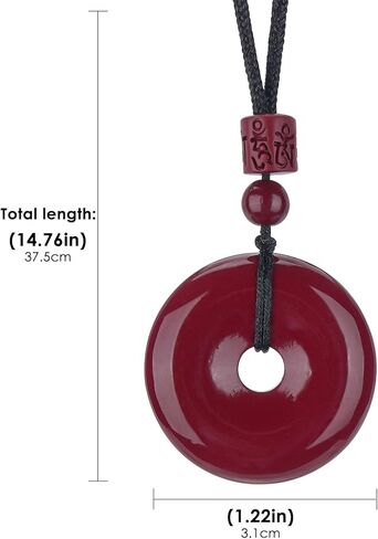 Cinnabar Feng Shui Pendant Necklace – Ping Buckle Peace Amulet for Good Luck and Prosperity, Symbolizing Wealth and Protection, Great Gift in Saudi Arabia