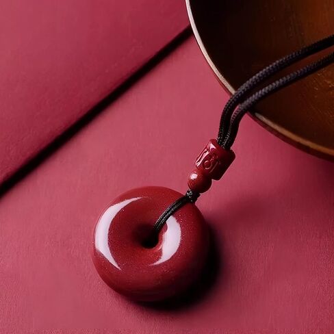 Cinnabar Feng Shui Pendant Necklace – Ping Buckle Peace Amulet for Good Luck and Prosperity, Symbolizing Wealth and Protection, Great Gift in Saudi Arabia