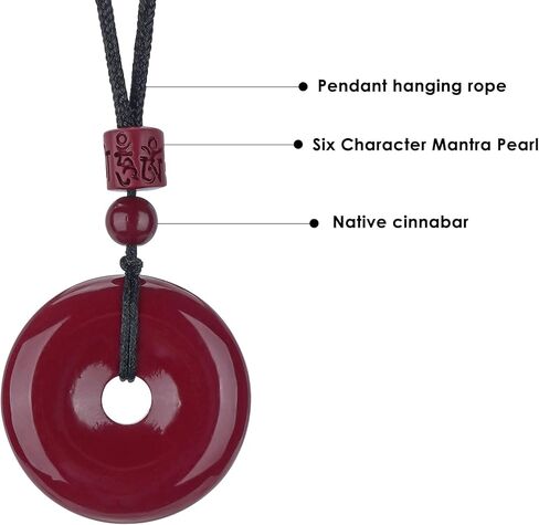 Cinnabar Feng Shui Pendant Necklace – Ping Buckle Peace Amulet for Good Luck and Prosperity, Symbolizing Wealth and Protection, Great Gift in Saudi Arabia