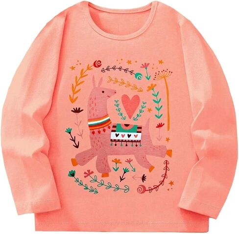 Girls Long Sleeve Cotton T-Shirt Crew Neck Basic Top for Layering School Shirt Long Sleeve Tee Fall Spring Outfits in Saudi Arabia