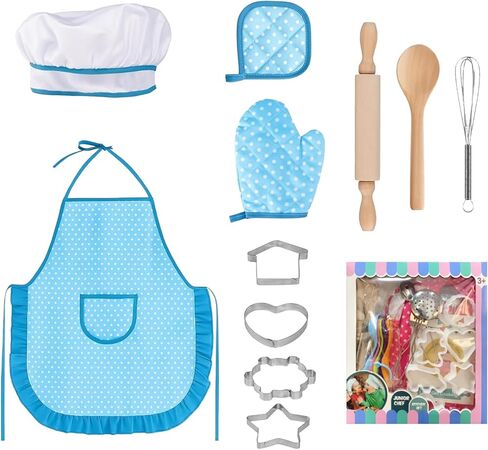 Kids Cooking Baking Set , Kids Kitchen Pretend Play Toys, Kids Chef Role Play Costume Set - Chef Hat and Matching Pink Apron, Birthday Xmas Gifts for 3-8 Year Old Girls Toys in Saudi Arabia