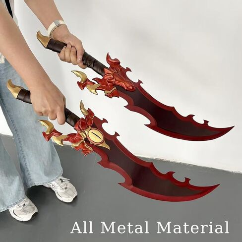 Anime All Metal Jinwoo Demon King Baran's Dual Swords Two Piece Set with Display Plaque for Collection, Cosplay in Saudi Arabia