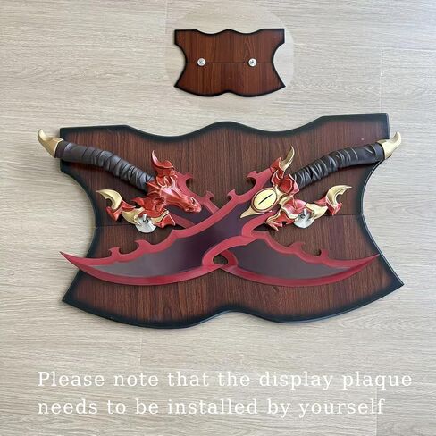 Anime All Metal Jinwoo Demon King Baran's Dual Swords Two Piece Set with Display Plaque for Collection, Cosplay in Saudi Arabia