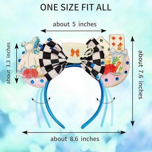 Mouse Ears Headbands - Skirt Bows Ears Hairband for Women Glitter Dive in Wonderland Themed Events Birthday Party Decorations Hair Accessoire in Saudi Arabia
