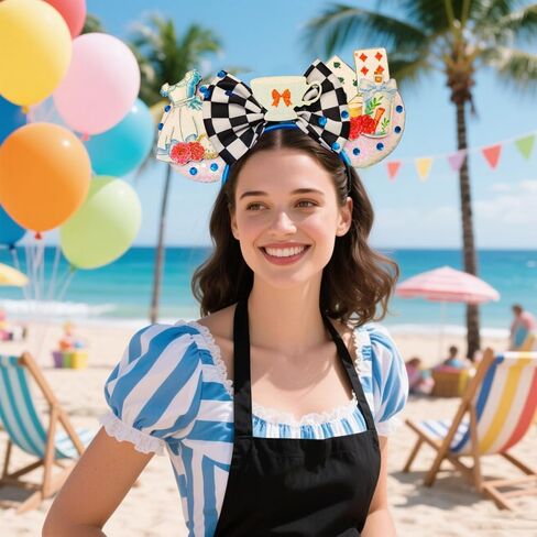 Mouse Ears Headbands - Skirt Bows Ears Hairband for Women Glitter Dive in Wonderland Themed Events Birthday Party Decorations Hair Accessoire in Saudi Arabia