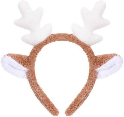 Larrel Deer Antlers Headband, Fluffy Reindeer Antlers Headband Cute Christmas Headbands for Women Girls Christmas Accessories for Halloween Party Cosplay in Saudi Arabia