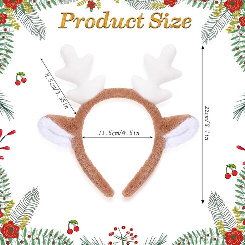 Larrel Deer Antlers Headband, Fluffy Reindeer Antlers Headband Cute Christmas Headbands for Women Girls Christmas Accessories for Halloween Party Cosplay in Saudi Arabia
