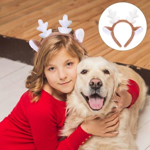 Larrel Deer Antlers Headband, Fluffy Reindeer Antlers Headband Cute Christmas Headbands for Women Girls Christmas Accessories for Halloween Party Cosplay in Saudi Arabia