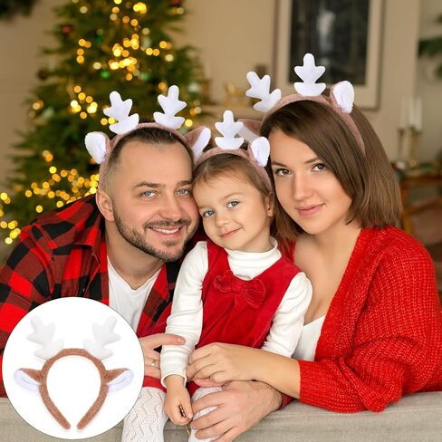 Larrel Deer Antlers Headband, Fluffy Reindeer Antlers Headband Cute Christmas Headbands for Women Girls Christmas Accessories for Halloween Party Cosplay in Saudi Arabia