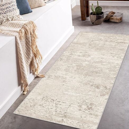 Art & Tuft Non-Slip Runner Rug-2x6 Runner Rugal Rugs Low Pile Rugs ، عداء السجاد الناعم في غرفة النوم غرفة المعيشة في مطبخ الحمام ، رمادي in Kuwait