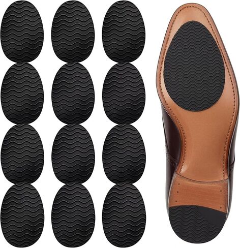 Tinideya 12 Pcs Non Slip Shoe Grips on Bottom of Shoes, Wave Design Non Slip Sole Pads for Shoes Noise Reduction Rubber Self Adhesive Shoe Sole Protector for High Heels, Boot, Leather Soles(Clear) in Saudi Arabia