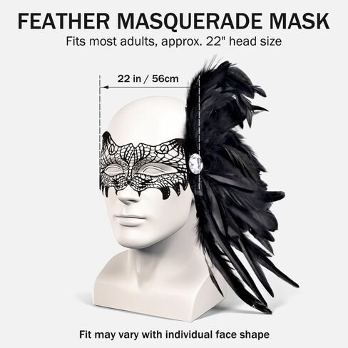 Fox Lace Masquerade Mask for Women, Colorful Feather Eye Mask with Elastic Strap, Costume for Halloween Party in Saudi Arabia