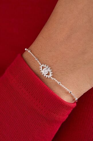 Alex and Ani Evil Eye Inline Bracelet, Shiny Silver in Saudi Arabia