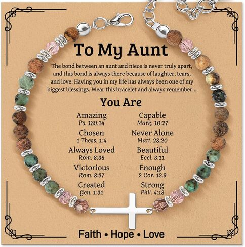 Cross Beaded Bracelet Gifts for Women: Christian Gifts for Women - Birthday Christmas Bracelet Gift for Friends Daughter Mom Sister in Christ Niece - Confirmation Baptism Easter Gift in Saudi Arabia