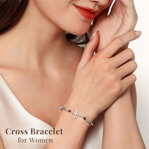 Cross Beaded Bracelet Gifts for Women: Christian Gifts for Women - Birthday Christmas Bracelet Gift for Friends Daughter Mom Sister in Christ Niece - Confirmation Baptism Easter Gift in Saudi Arabia