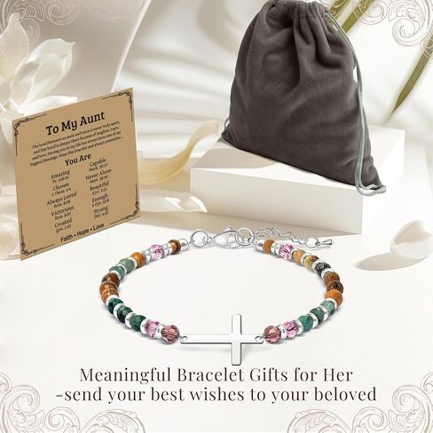 Cross Beaded Bracelet Gifts for Women: Christian Gifts for Women - Birthday Christmas Bracelet Gift for Friends Daughter Mom Sister in Christ Niece - Confirmation Baptism Easter Gift in Saudi Arabia
