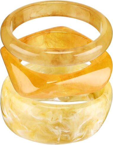 Quelay 3 Pcs Acrylic Colorful Resin Chunky Bangle Bracelets for Women Large Punk Square Irregular Geometric Cuff Wide Bracelets in Saudi Arabia