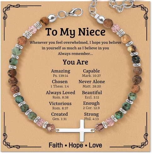 Cross Beaded Bracelet Gifts for Women: Christian Gifts for Women - Birthday Christmas Bracelet Gift for Friends Daughter Mom Sister in Christ Niece - Confirmation Baptism Easter Gift in Saudi Arabia