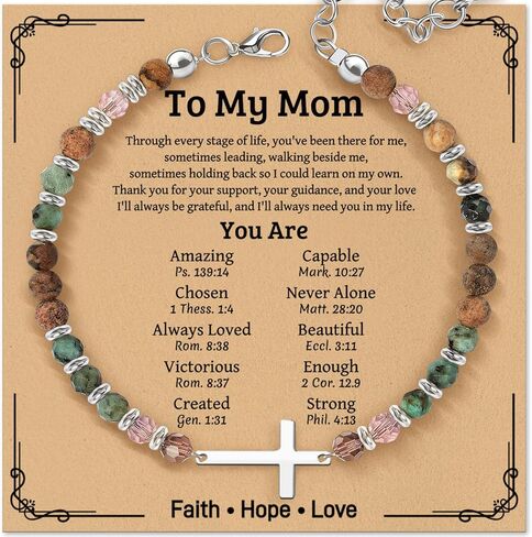 Cross Beaded Bracelet Gifts for Women: Christian Gifts for Women - Birthday Christmas Bracelet Gift for Friends Daughter Mom Sister in Christ Niece - Confirmation Baptism Easter Gift in Saudi Arabia