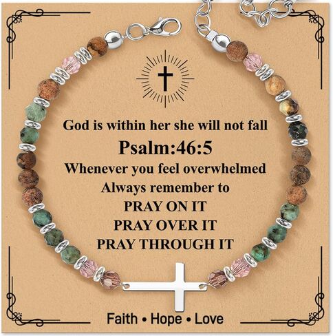 Cross Beaded Bracelet Gifts for Women: Christian Gifts for Women - Birthday Christmas Bracelet Gift for Friends Daughter Mom Sister in Christ Niece - Confirmation Baptism Easter Gift in Saudi Arabia