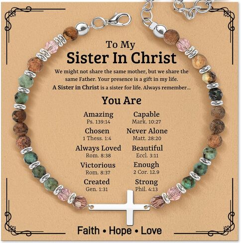 Cross Beaded Bracelet Gifts for Women: Christian Gifts for Women - Birthday Christmas Bracelet Gift for Friends Daughter Mom Sister in Christ Niece - Confirmation Baptism Easter Gift in Saudi Arabia