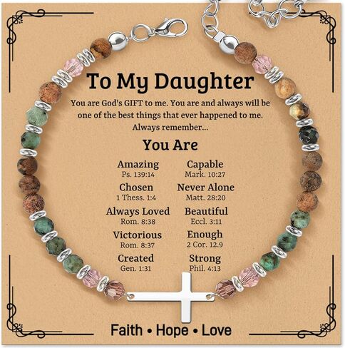 Cross Beaded Bracelet Gifts for Women: Christian Gifts for Women - Birthday Christmas Bracelet Gift for Friends Daughter Mom Sister in Christ Niece - Confirmation Baptism Easter Gift in Saudi Arabia