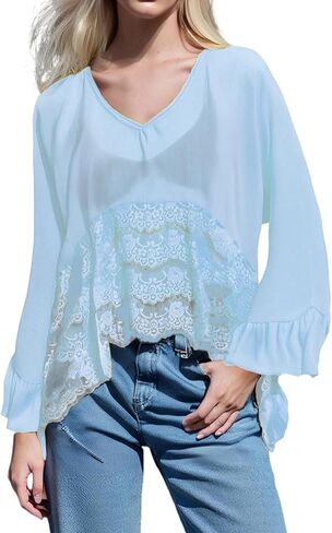 توب بونشو شفاف للسيدات شفاف من خلال غطاء شبكي من الشيفون الفضفاض in Kuwait