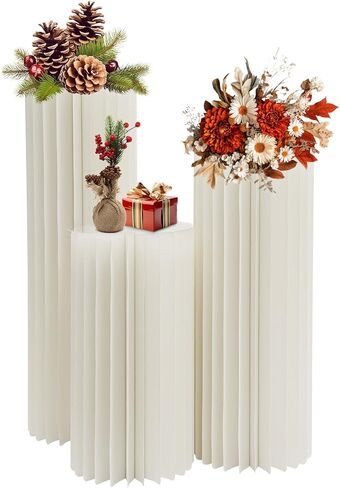 3Pcs Cylinder Flowers Stands for Party Foldable Cardboard Centerpiece Display Folding Paper Column Display Stands for Wedding Party Garden Decoration (23.62in+31.5in+39.37in) in Saudi Arabia