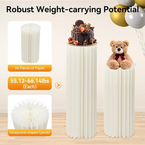 3Pcs Cylinder Flowers Stands for Party Foldable Cardboard Centerpiece Display Folding Paper Column Display Stands for Wedding Party Garden Decoration (23.62in+31.5in+39.37in) in Saudi Arabia