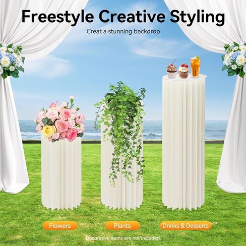 3Pcs Cylinder Flowers Stands for Party Foldable Cardboard Centerpiece Display Folding Paper Column Display Stands for Wedding Party Garden Decoration (23.62in+31.5in+39.37in) in Saudi Arabia