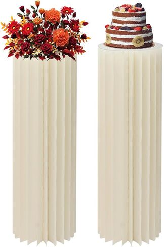 3Pcs Cylinder Flowers Stands for Party Foldable Cardboard Centerpiece Display Folding Paper Column Display Stands for Wedding Party Garden Decoration (23.62in+31.5in+39.37in) in Saudi Arabia
