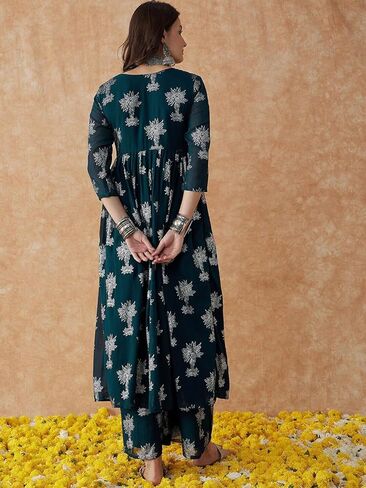 rytras Women's Floral Rayon Kurta and Palazzo Set in Saudi Arabia