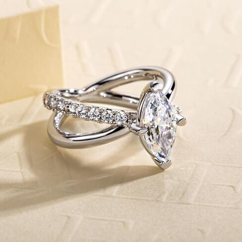 2CT-4CT Cubic Zirconia Oval Cut/Raidant Cut/Cushion Cut 3 Stone Engagement Rings 5A Grade Simulated Diamond CZ Wedding Promise Anniversary Rings for Women in Kuwait