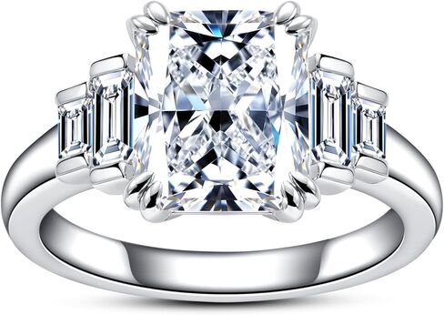 2CT-4CT Cubic Zirconia Oval Cut/Raidant Cut/Cushion Cut 3 Stone Engagement Rings 5A Grade Simulated Diamond CZ Wedding Promise Anniversary Rings for Women in Kuwait