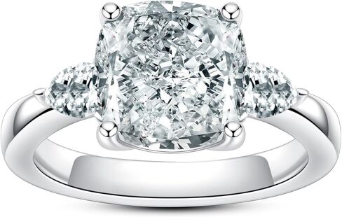 2CT-4CT Cubic Zirconia Oval Cut/Raidant Cut/Cushion Cut 3 Stone Engagement Rings 5A Grade Simulated Diamond CZ Wedding Promise Anniversary Rings for Women in Kuwait