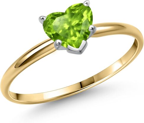 Gem Stone King Heart Shape Solitaire Engagement Ring For Women | 14K Yellow Gold | 5MM Heart Shape | Gemstone Birthstone | Wedding Anniversary Promise Gold Ring for Women | Available In Size 5-9 in Saudi Arabia