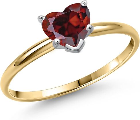 Gem Stone King Heart Shape Solitaire Engagement Ring For Women | 14K Yellow Gold | 5MM Heart Shape | Gemstone Birthstone | Wedding Anniversary Promise Gold Ring for Women | Available In Size 5-9 in Saudi Arabia