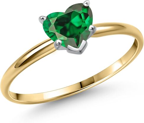 Gem Stone King Heart Shape Solitaire Engagement Ring For Women | 14K Yellow Gold | 5MM Heart Shape | Gemstone Birthstone | Wedding Anniversary Promise Gold Ring for Women | Available In Size 5-9 in Saudi Arabia