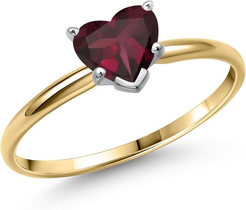 Gem Stone King Heart Shape Solitaire Engagement Ring For Women | 14K Yellow Gold | 5MM Heart Shape | Gemstone Birthstone | Wedding Anniversary Promise Gold Ring for Women | Available In Size 5-9 in Saudi Arabia
