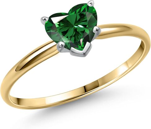 Gem Stone King Heart Shape Solitaire Engagement Ring For Women | 14K Yellow Gold | 5MM Heart Shape | Gemstone Birthstone | Wedding Anniversary Promise Gold Ring for Women | Available In Size 5-9 in Saudi Arabia